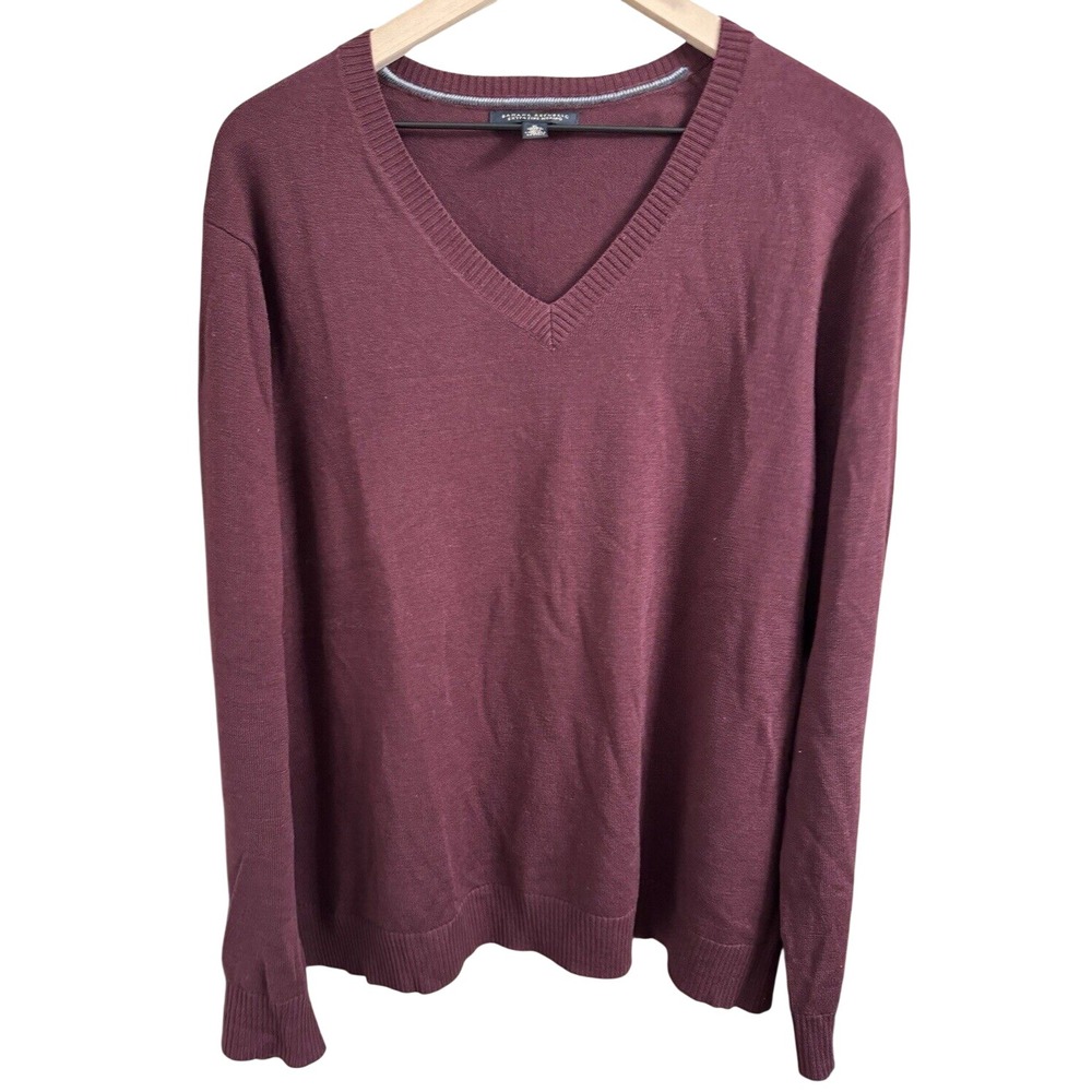 Banana Republic Men's Size XL Extra Fine Maroon Merino Wool Pullover Sweater